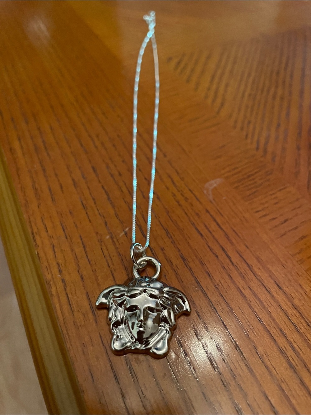 Upcycled Medusa zipper pull on sterling silver unbranded chain